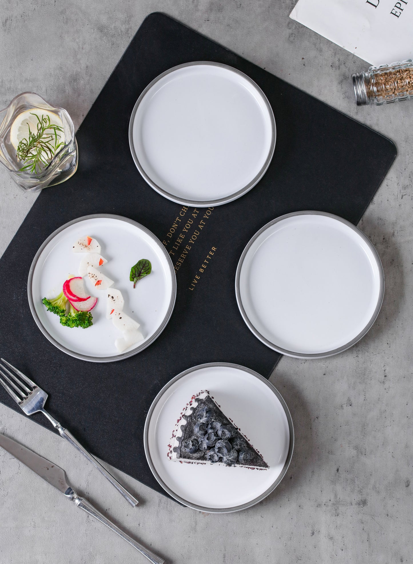 SHUER 15.4CM Dinner Dish Ceramic Dinnerware Set of 4PCS White, Suitable for Ramadan, Wedding, Dinner Scenes
