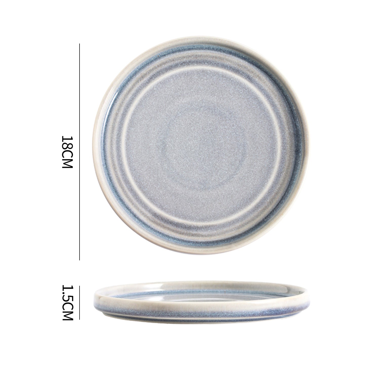 SHUER 18CM Dinner Dish Ceramic Dinnerware Set of 4PCS Gery, Suitable for Ramadan, Wedding, Dinner Scenes