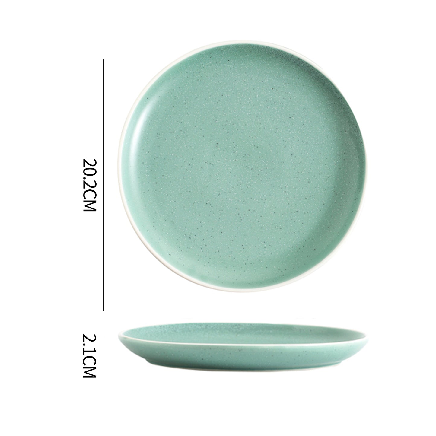 SHUER 20CM Dinner Dish Ceramic Dishware of 4PCS Green, Suitable for Ramadan, Wedding, Dinner Scenes