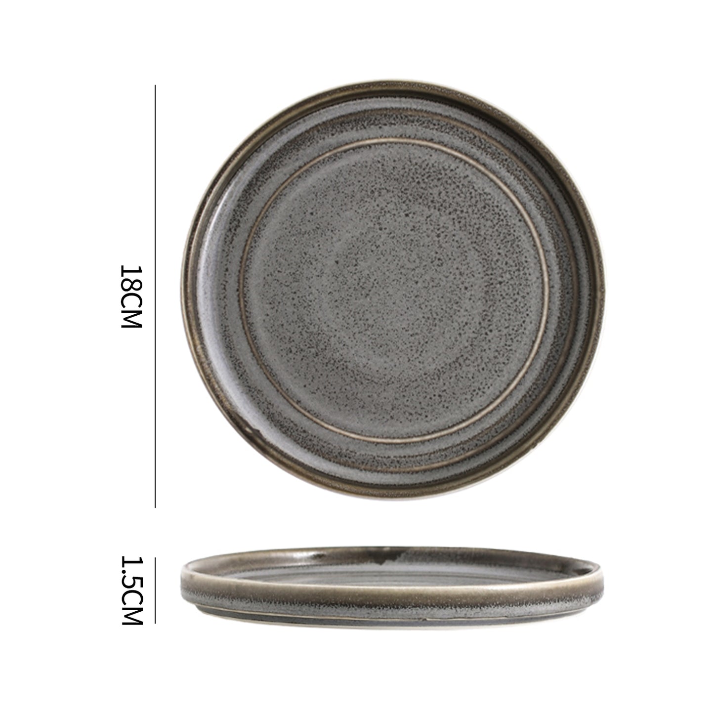 SHUER 15.4CM Dinner Dish Ceramic Dinnerware Set of 4PCS Gery, Suitable for Ramadan, Wedding, Dinner Scenes
