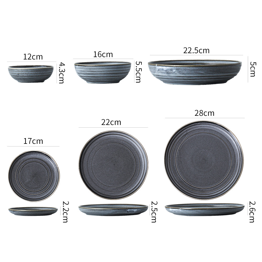 SHUER 28CM Dinner Ceramic Tableware Set Black, Suitable for Ramadan, Wedding Scenes
