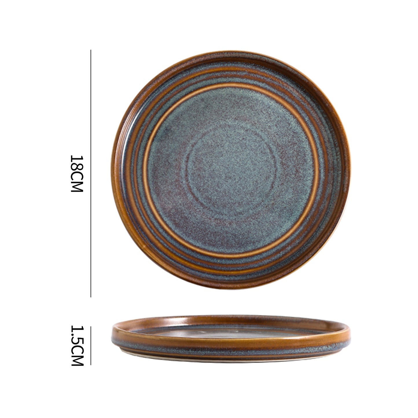 SHUER 15.4CM Dinner Dish Ceramic Dinnerware Set of 4PCS Brown, Suitable for Ramadan, Wedding, Dinner Scenes