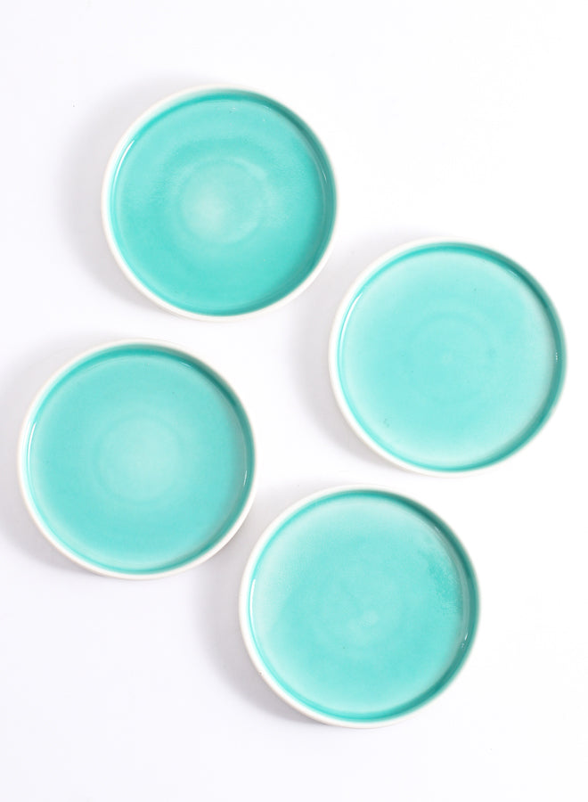 SHUER 15CM Dinner Ceramic Dinnerware of 4PCS Green, Suitable for Ramadan, Wedding, Dinner Scenes