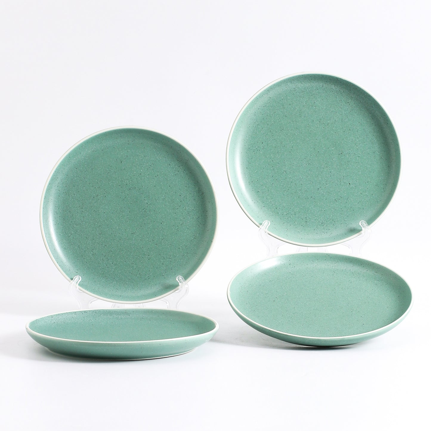 SHUER 20CM Dinner Dish Ceramic Dishware of 4PCS Green, Suitable for Ramadan, Wedding, Dinner Scenes