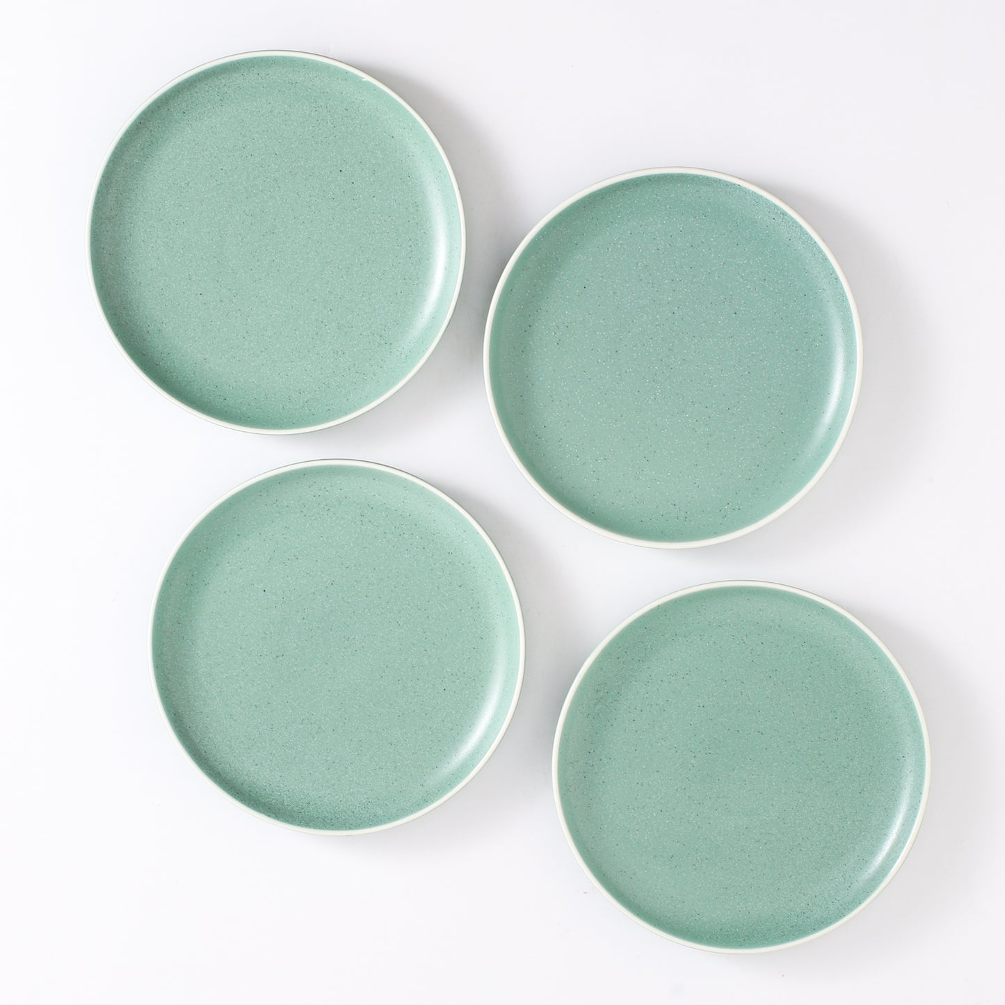 SHUER 20CM Dinner Dish Ceramic Dishware of 4PCS Green, Suitable for Ramadan, Wedding, Dinner Scenes