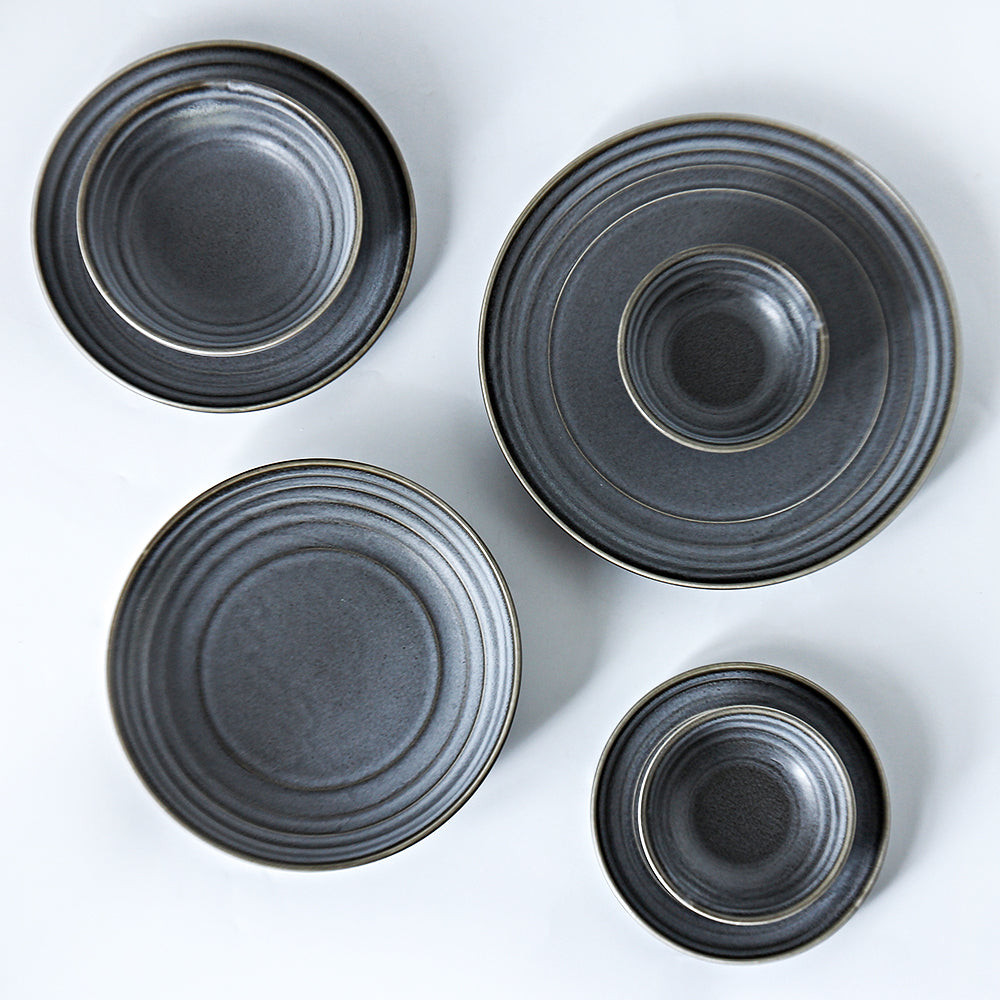 SHUER 28CM Dinner Ceramic Tableware Set Black, Suitable for Ramadan, Wedding Scenes