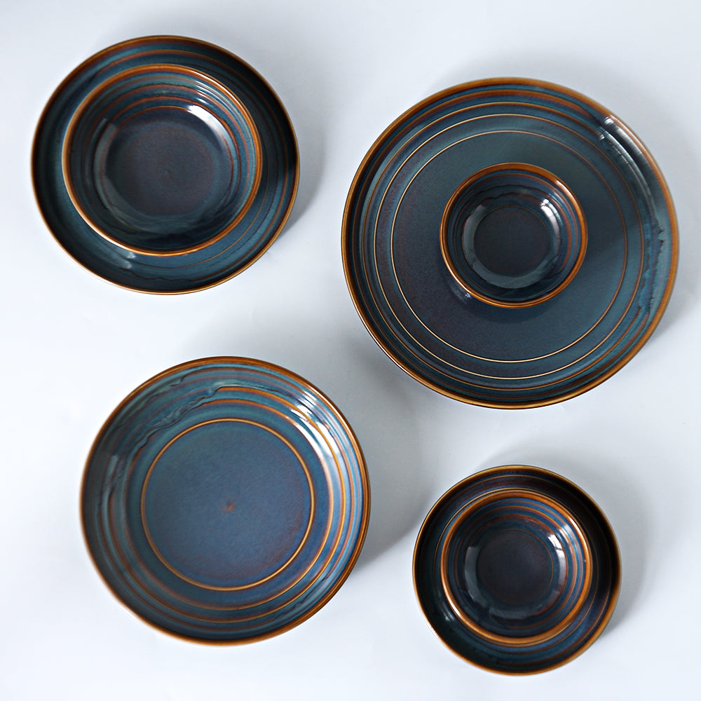 SHUER 28CM Dinner Ceramic Tableware Set Brown, Suitable for Ramadan, Wedding Scenes