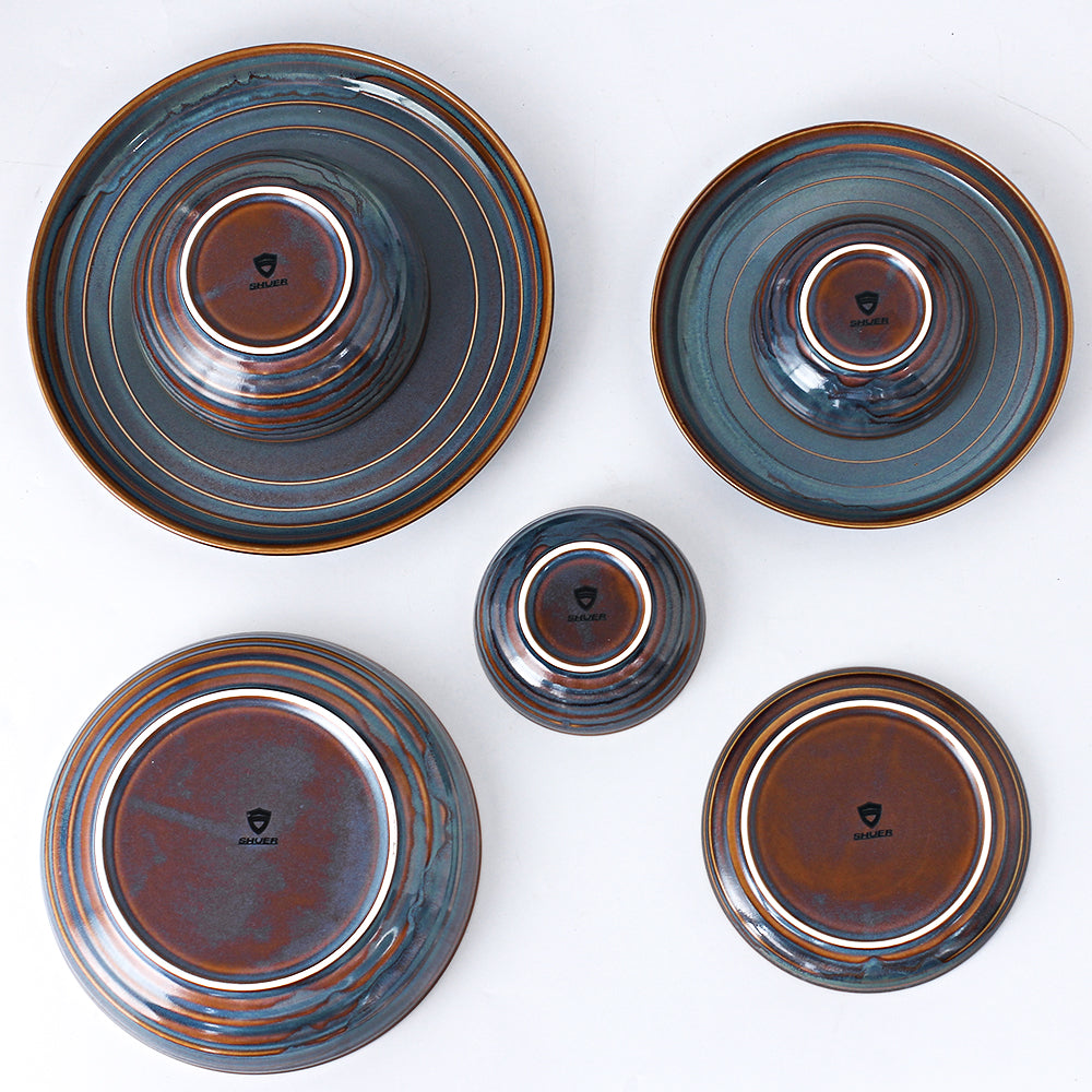 SHUER 28CM Dinner Ceramic Tableware Set Brown, Suitable for Ramadan, Wedding Scenes