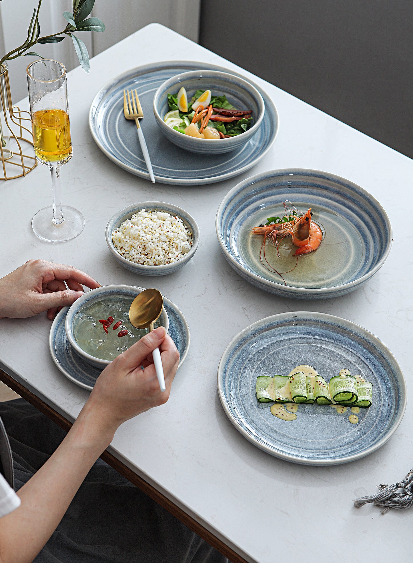 SHUER 28CM Dinner Ceramic Tableware Set Grey, Suitable for Ramadan, Wedding Scenes