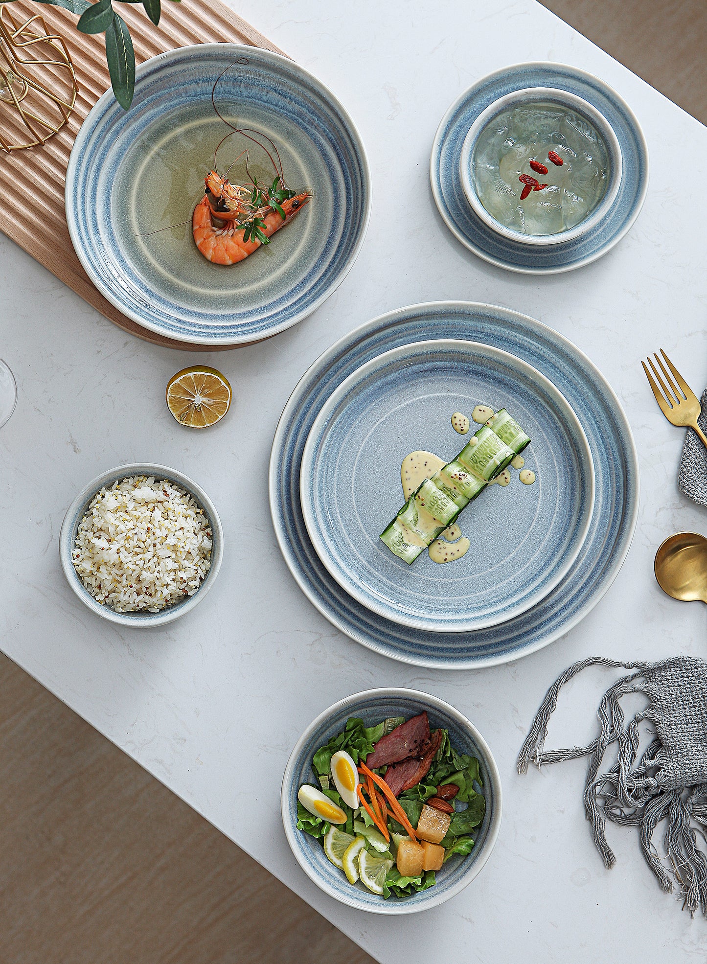 SHUER 28CM Dinner Ceramic Tableware Set Grey, Suitable for Ramadan, Wedding Scenes