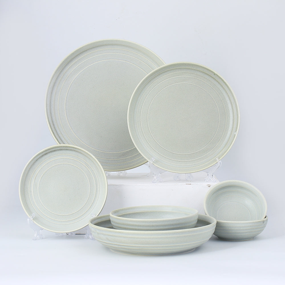 SHUER 28CM Dinner Dish Ceramic Tableware Set Green, Suitable for Ramadan, Wedding Scenes