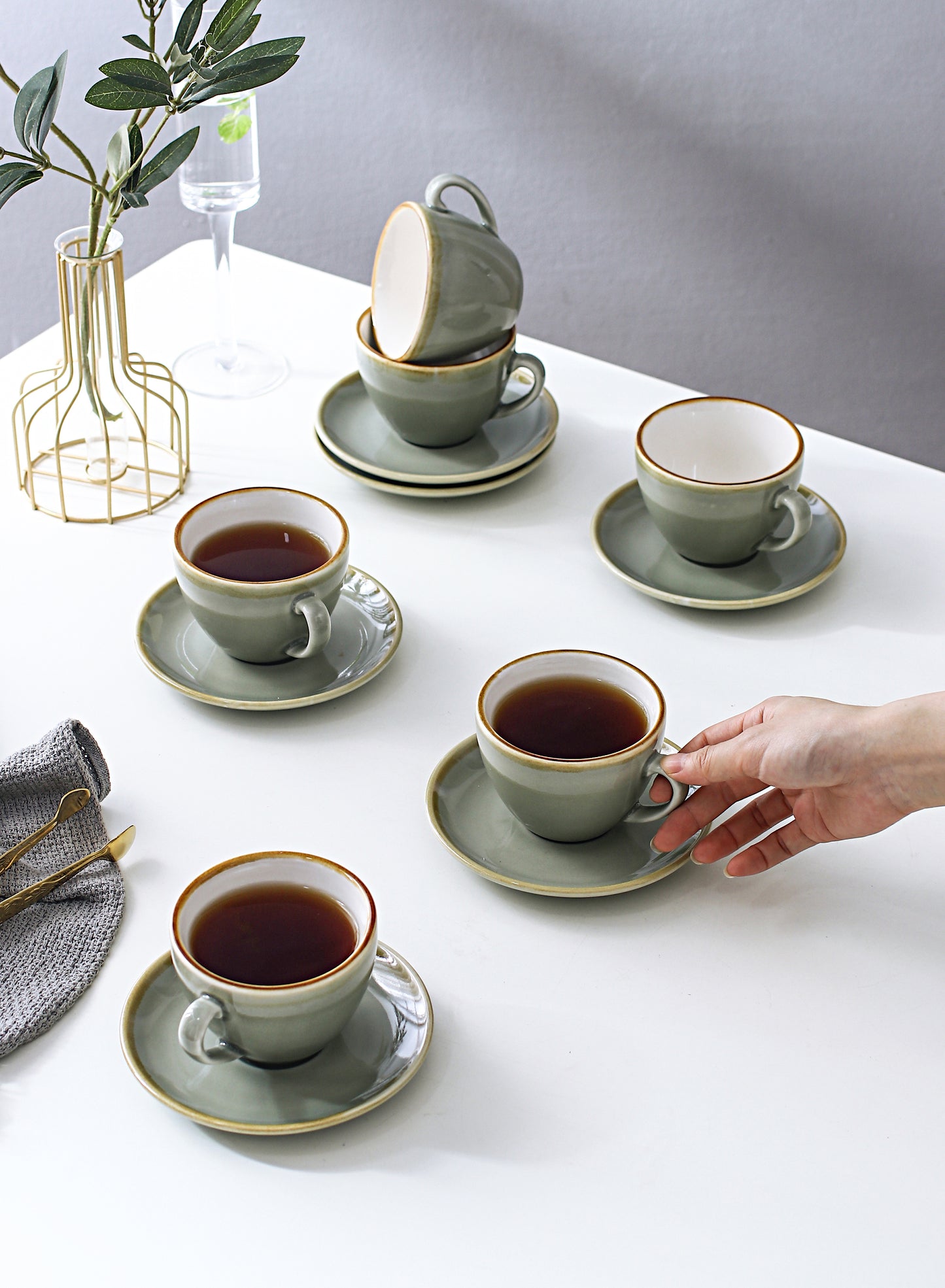 SHUER 80ml Tea&Coffee Cups Set Suitable for Ramadan, Wedding, Dinner Scenes