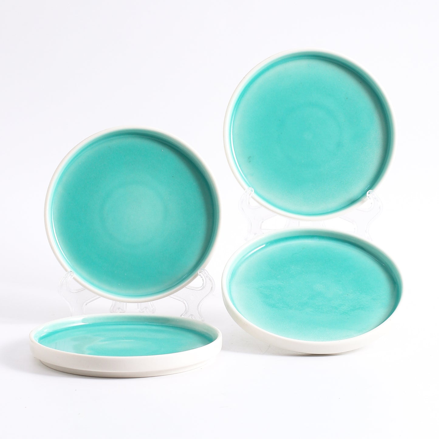 SHUER 15CM Dinner Ceramic Dinnerware of 4PCS Green, Suitable for Ramadan, Wedding, Dinner Scenes