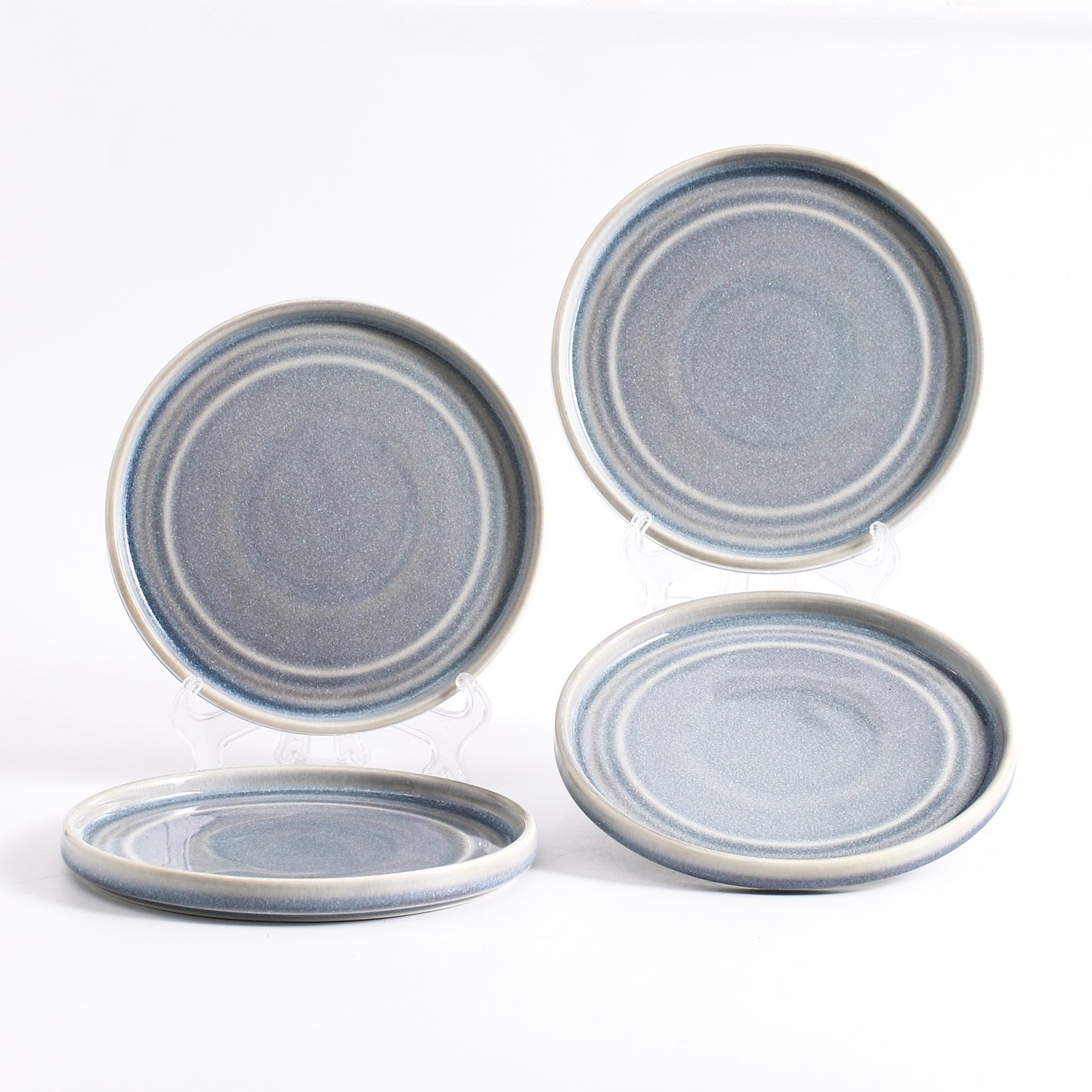 SHUER 18CM Dinner Dish Ceramic Dinnerware Set of 4PCS Gery, Suitable for Ramadan, Wedding, Dinner Scenes