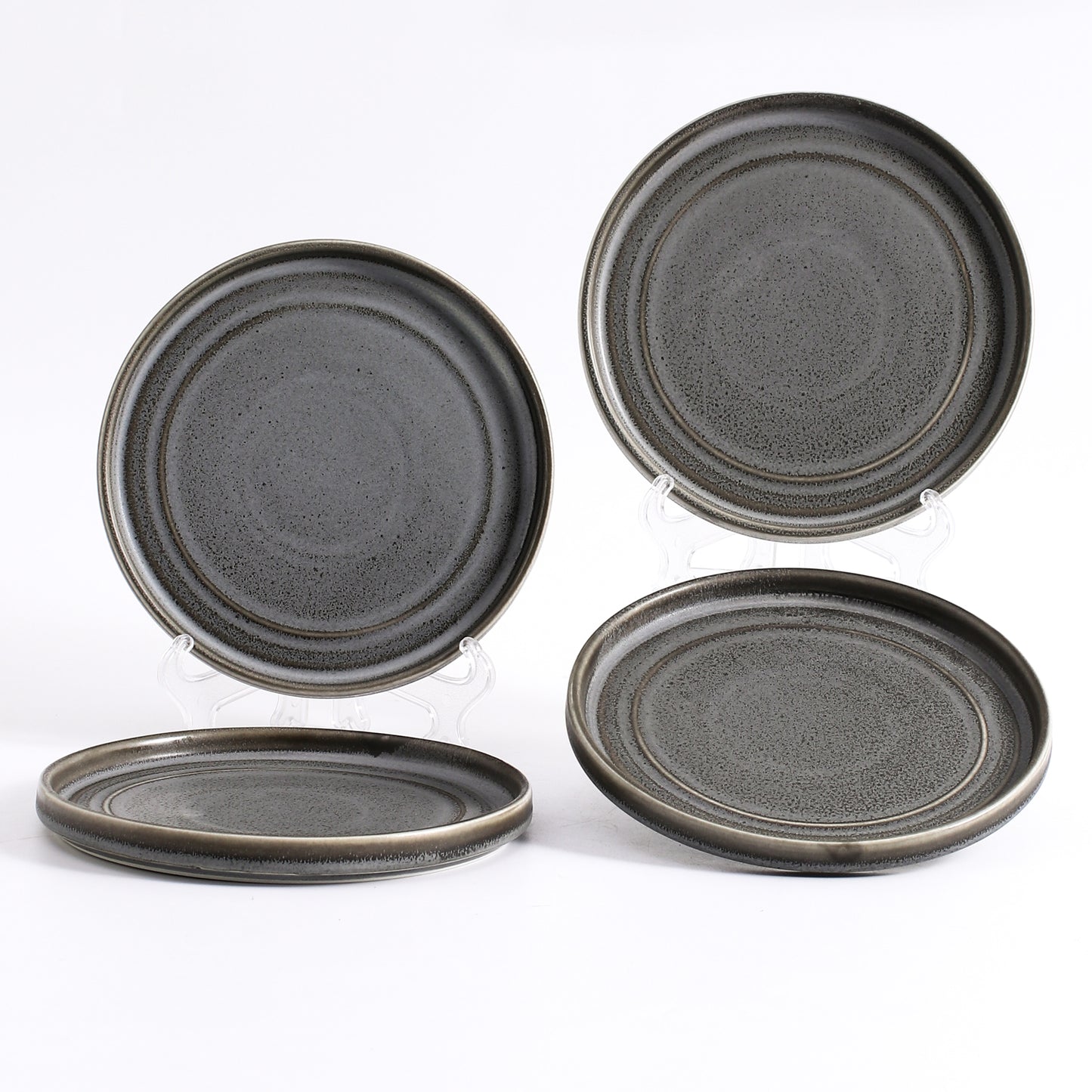 SHUER 15.4CM Dinner Dish Ceramic Dinnerware Set of 4PCS Gery, Suitable for Ramadan, Wedding, Dinner Scenes
