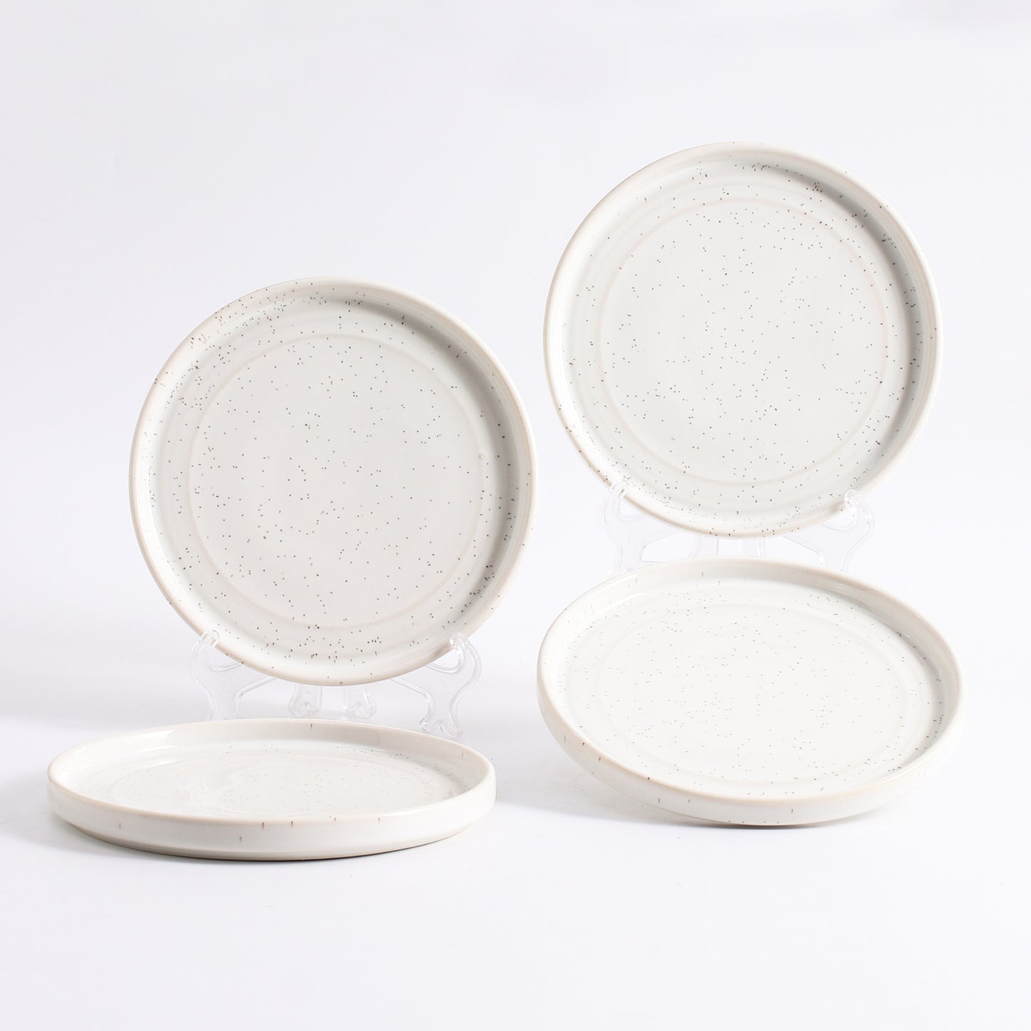 SHUER 15.4CM Dinner Dish Ceramic Dinnerware Set of 4PCS White, Suitable for Ramadan, Wedding, Dinner Scenes