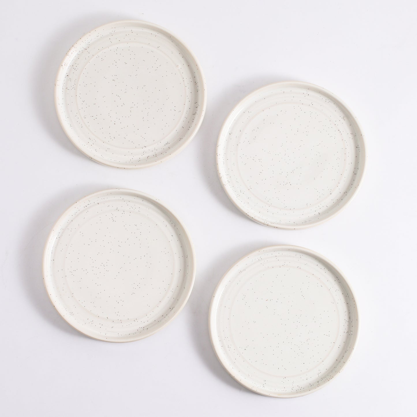 SHUER 15.4CM Dinner Dish Ceramic Dinnerware Set of 4PCS White, Suitable for Ramadan, Wedding, Dinner Scenes