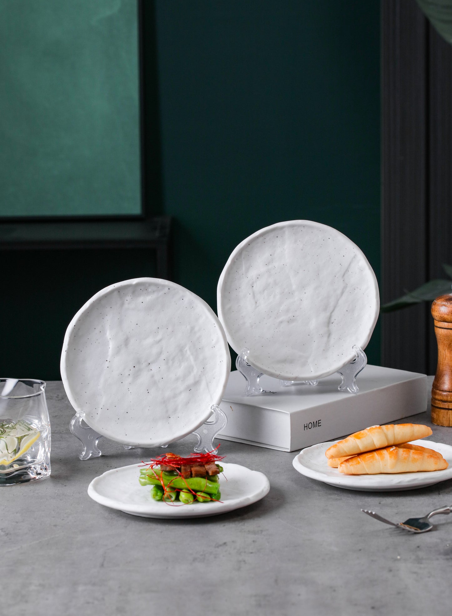 SHUER 14.8CM Dinner Dish Ceramic Dishware of 4PCS White, Suitable for Ramadan, Wedding, Dinner Scenes