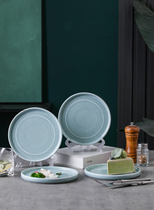 SHUER 15.4CM Dinner Dish Ceramic Dinnerware Set of 4PCS Green, Suitable for Ramadan, Wedding, Dinner Scenes