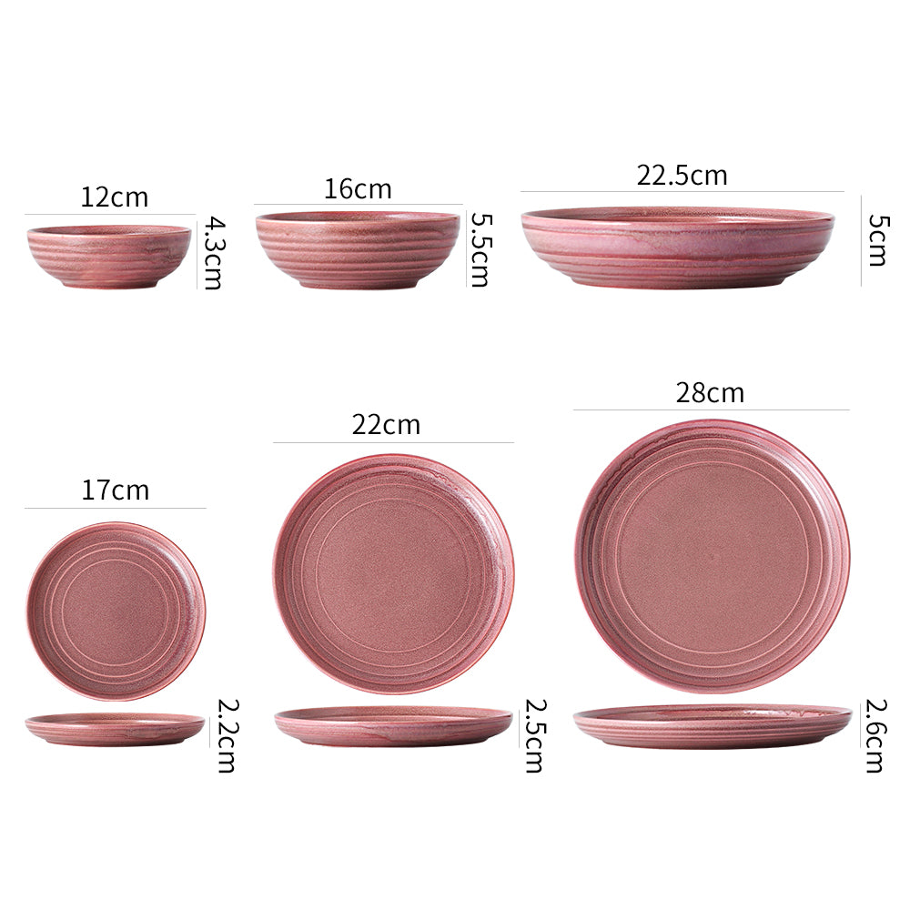 SHUER 28CM Dinner Ceramic Tableware Set Pink, Suitable for Ramadan, Wedding Scenes