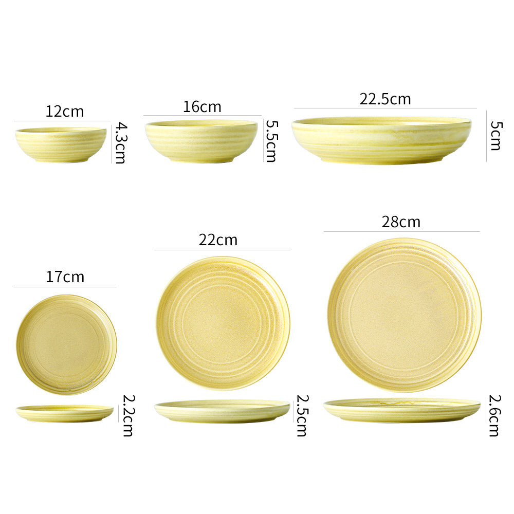 SHUER 28CM Dinner Ceramic Tableware Set Yellow, Suitable for Ramadan, Wedding Scenes