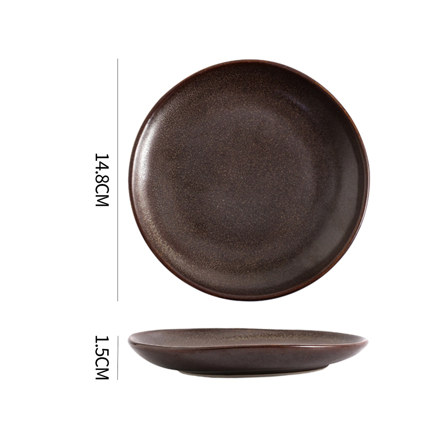 SHUER 14.8CM Dinner Dish Ceramic Dishware of 4PCS Brown, Suitable for Ramadan, Wedding, Dinner Scenes