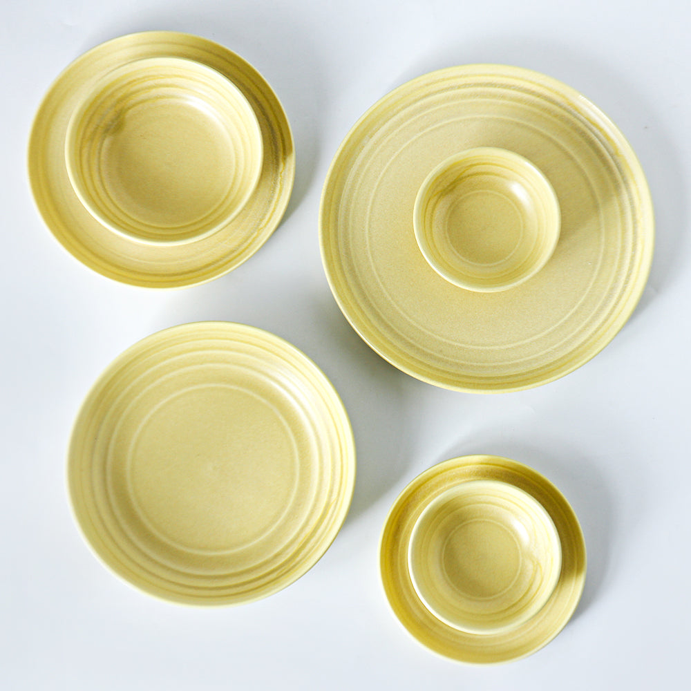 SHUER 28CM Dinner Ceramic Tableware Set Yellow, Suitable for Ramadan, Wedding Scenes