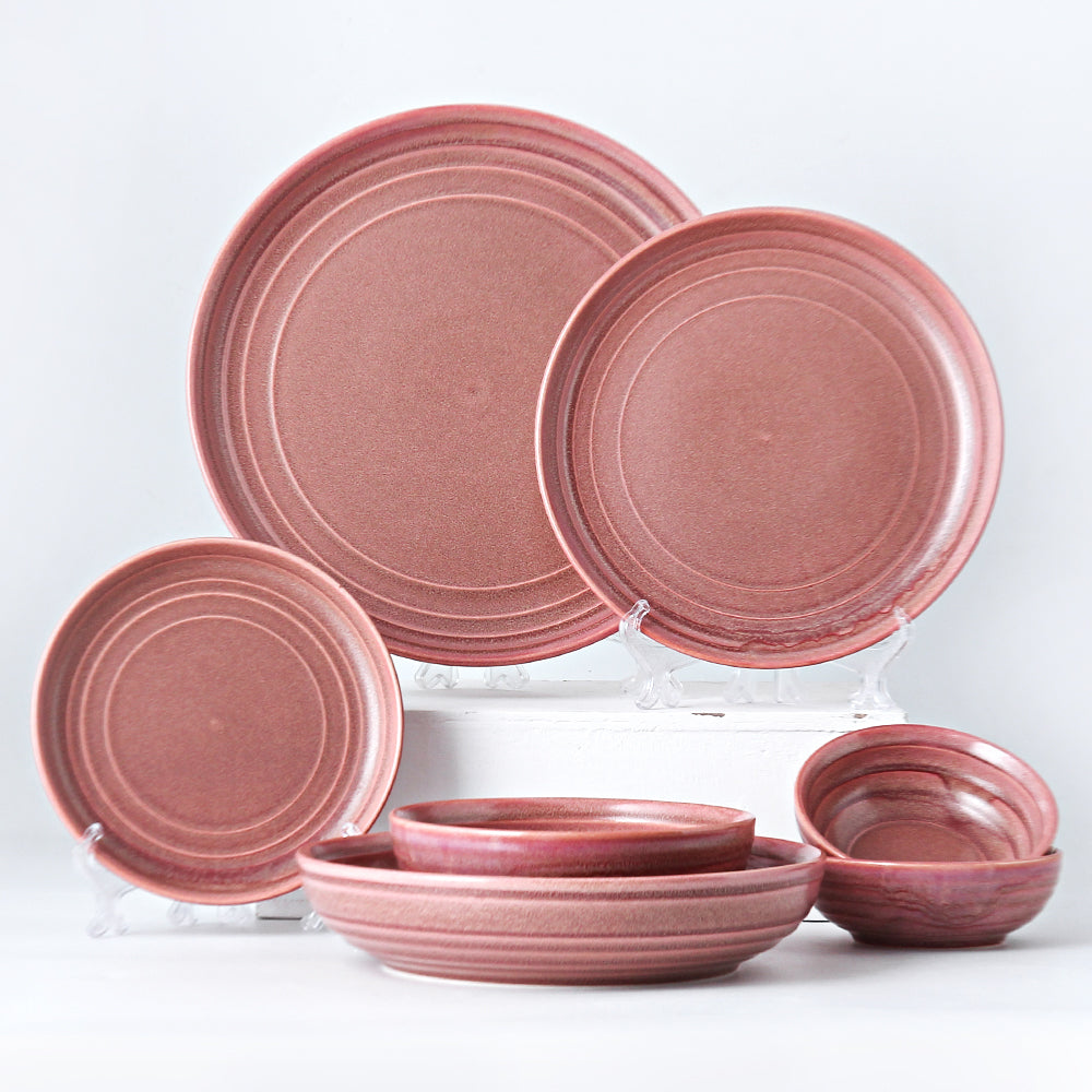 SHUER 28CM Dinner Ceramic Tableware Set Pink, Suitable for Ramadan, Wedding Scenes