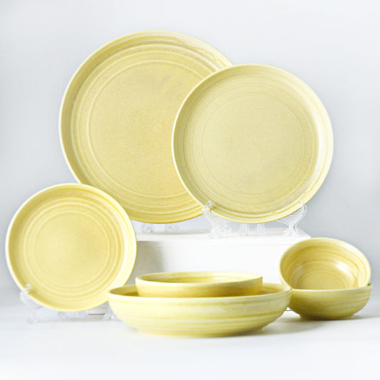 SHUER 28CM Dinner Ceramic Tableware Set Yellow, Suitable for Ramadan, Wedding Scenes