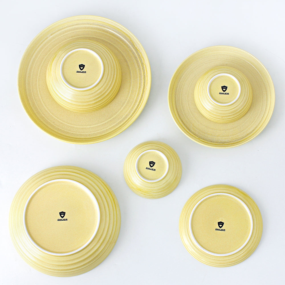 SHUER 28CM Dinner Ceramic Tableware Set Yellow, Suitable for Ramadan, Wedding Scenes