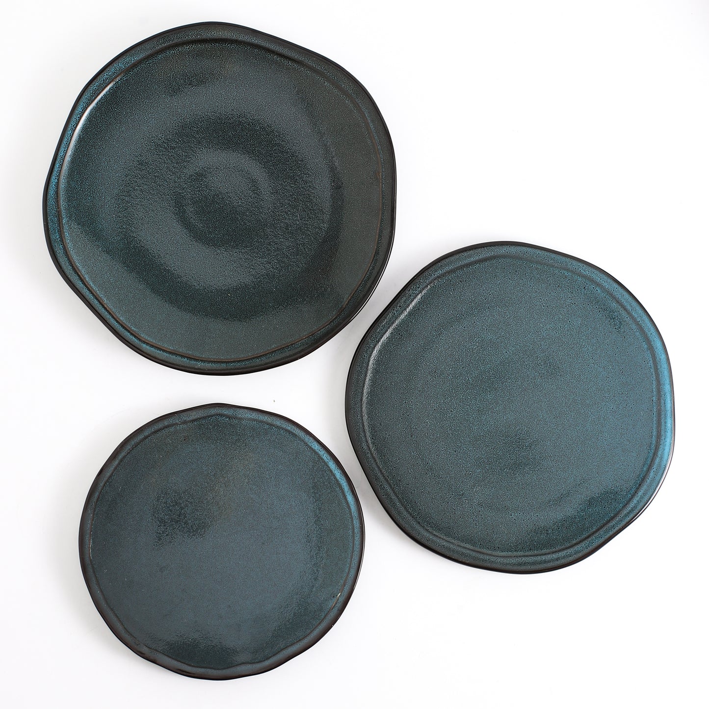 SHUER 14.8CM Dinner Dish Ceramic Dishware of 3PCS Green, Suitable for Ramadan, Wedding, Dinner Scenes