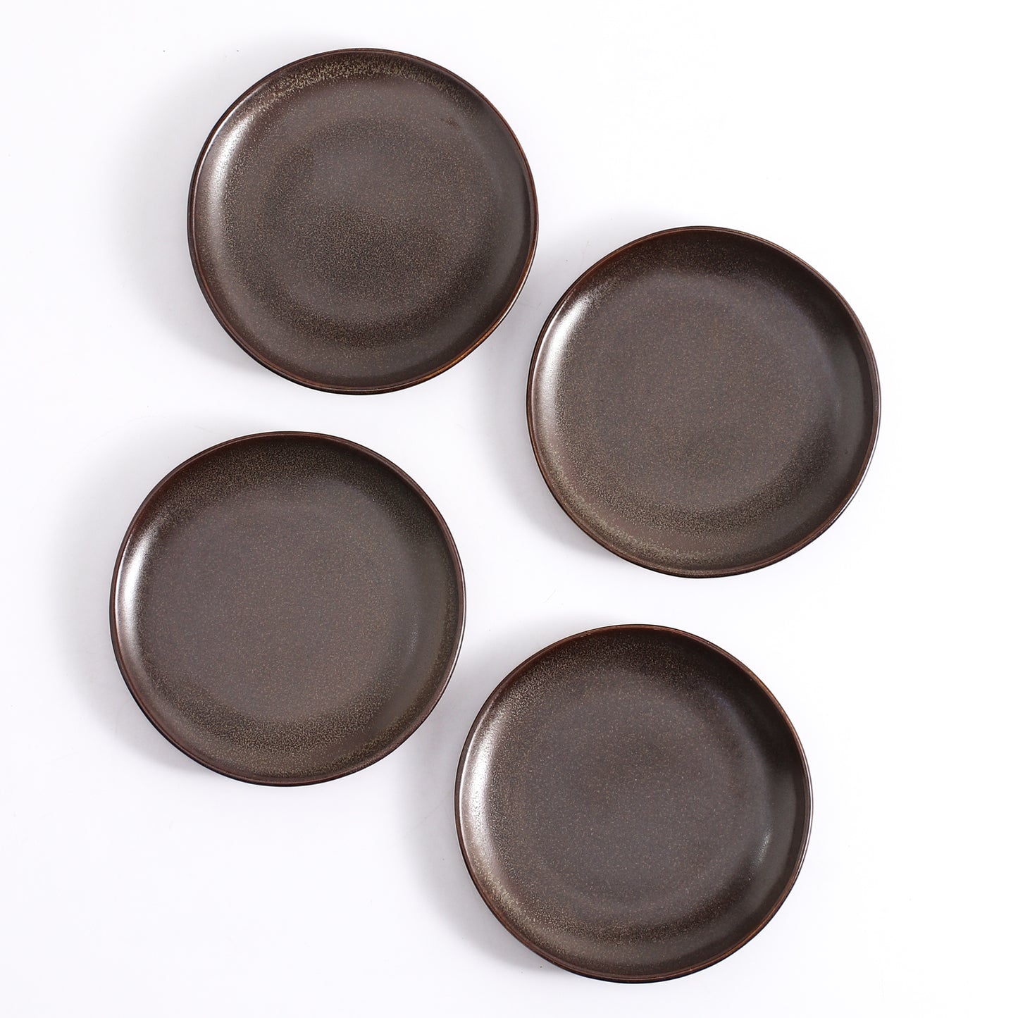 SHUER 14.8CM Dinner Dish Ceramic Dishware of 4PCS Brown, Suitable for Ramadan, Wedding, Dinner Scenes