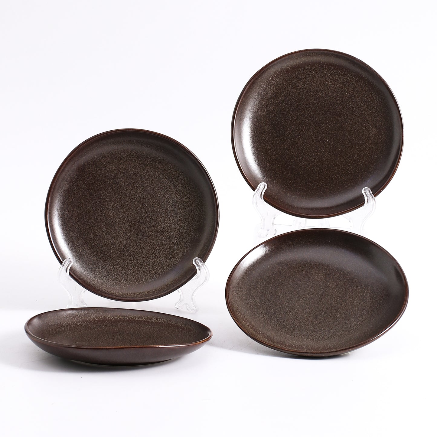 SHUER 14.8CM Dinner Dish Ceramic Dishware of 4PCS Brown, Suitable for Ramadan, Wedding, Dinner Scenes