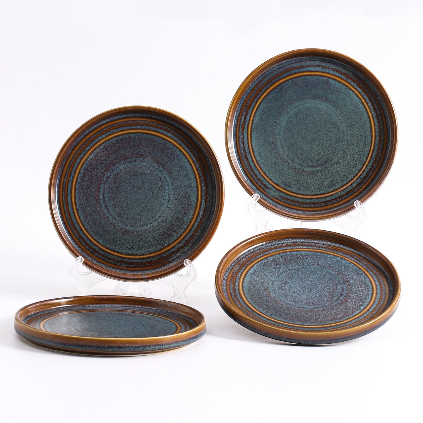 SHUER 15.4CM Dinner Dish Ceramic Dinnerware Set of 4PCS Brown, Suitable for Ramadan, Wedding, Dinner Scenes