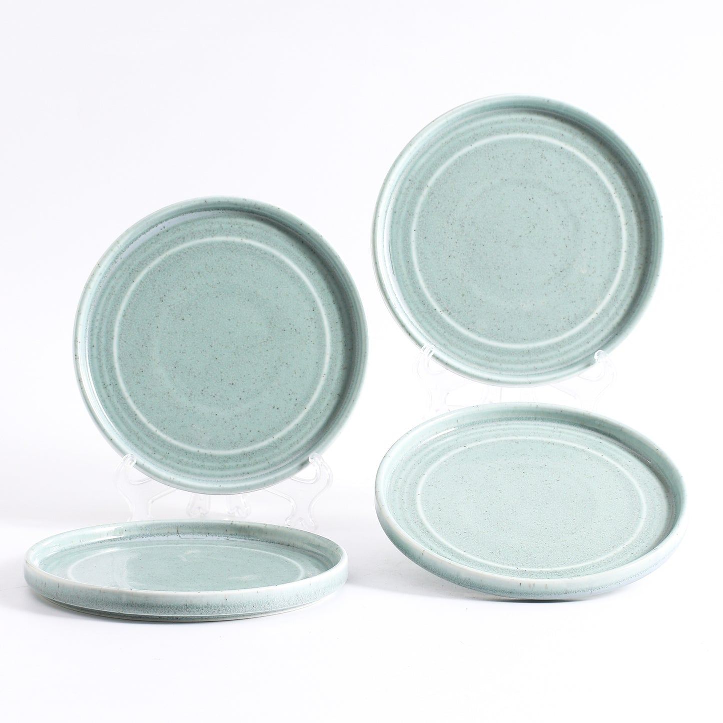 SHUER 15.4CM Dinner Dish Ceramic Dinnerware Set of 4PCS Green, Suitable for Ramadan, Wedding, Dinner Scenes