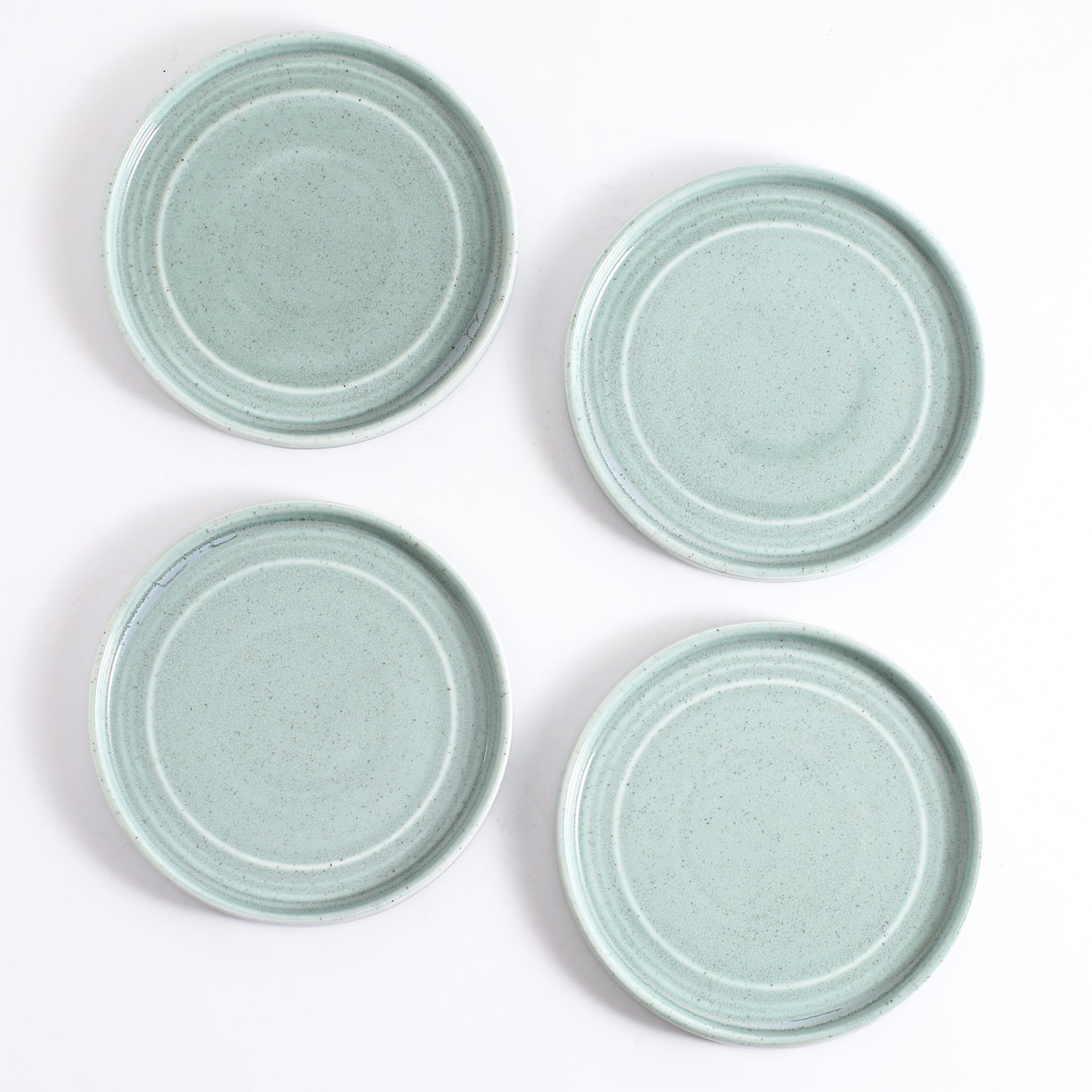 SHUER 15.4CM Dinner Dish Ceramic Dinnerware Set of 4PCS Green, Suitable for Ramadan, Wedding, Dinner Scenes